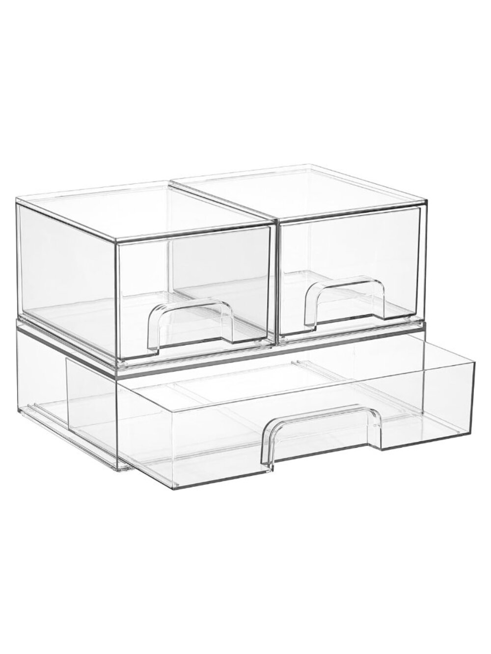 Clear Stackable Storage Drawers Set of 5 Plastic Organizer Bins